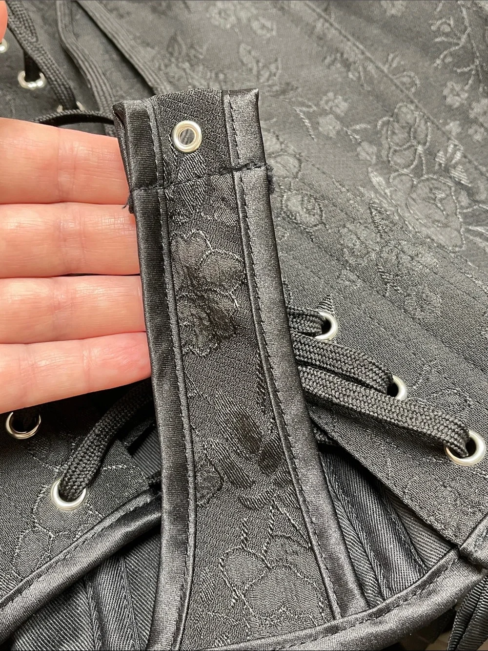 Black Brocade Lace-Up Corset